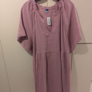 NWT SZ 2X Old Navy 💯 Cotton Dusty Pink Dress